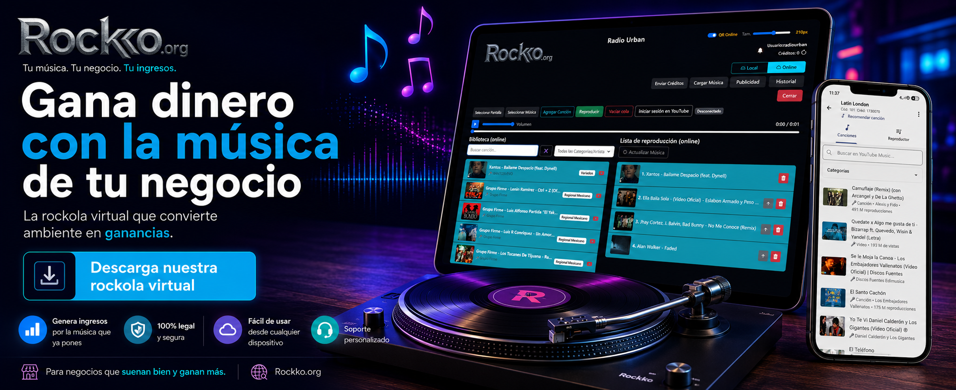Gana dinero con la rockola virtual